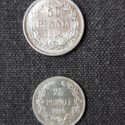 Vanha hopea raha 2 kpl, 25 ja 50 penniä v. 1914 ja 16 - pikkukuva 2