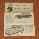 1955 Hillman / Humber esite - suomalainen - KUIN UUSI - pikkukuva 1