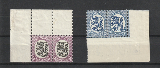 1928-29 5mk PostitorviW1B ja 2mk parit leimaamattomina**