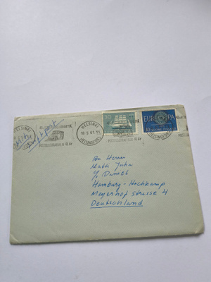 Postilähetys Suomesta-Saksaan 18.5 1961