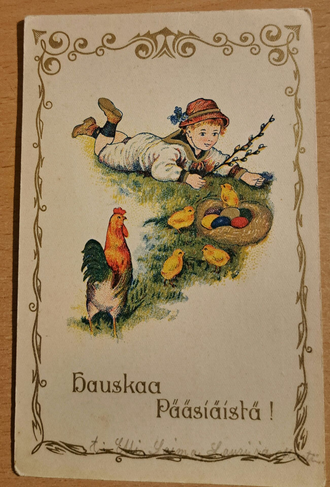 poika,kukko ja tiput, kulkenut käsipostissa