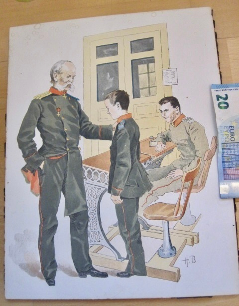 VANHA Litografia Hugo Backmansson Suomen Kadettikoulu 1800-l