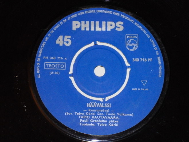 7" TAPIO RAUTAVAARA - Häävalssi - single 1965 EX-