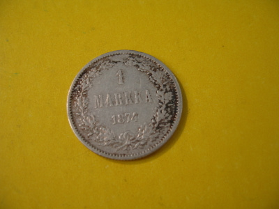 1 markka 1874 - hopeaa