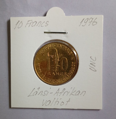Länsi-Afrikan valtiot 10 Francs v.1976 KM#1a