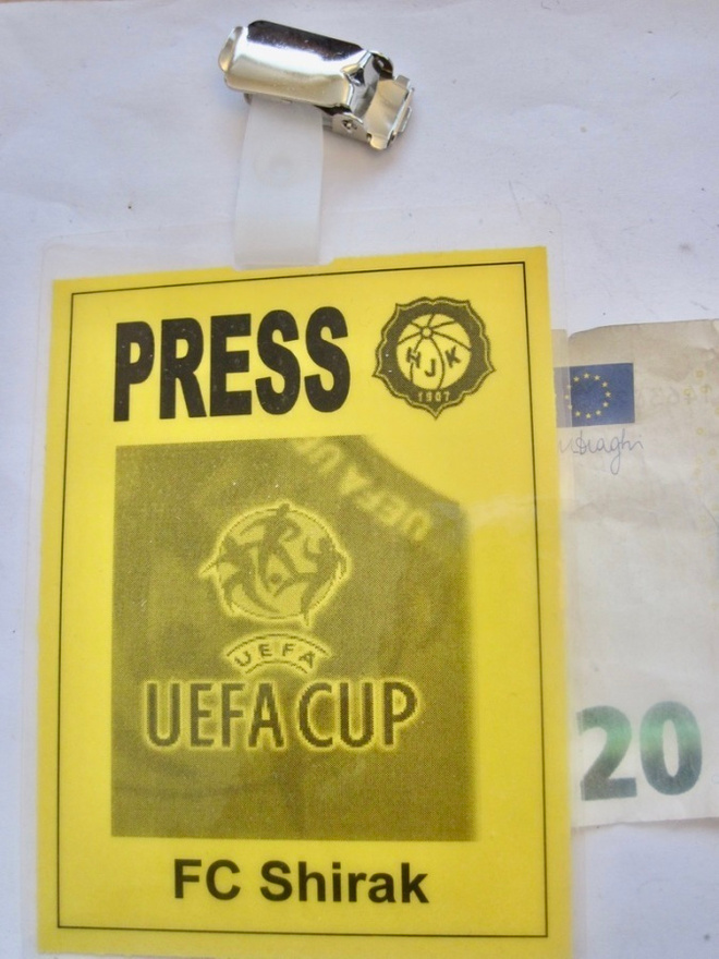 Lehdistöpassi Jalkapallo UEFA Cup HJK  - Shirak Armenia 1999