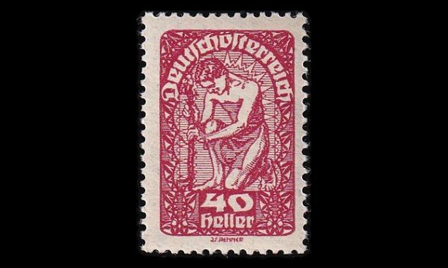 Itävalta 269x ** Käyttösarja 40 H patsas karmiini (1919)