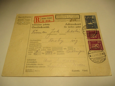 1935 Pukaro R osoitekortti
