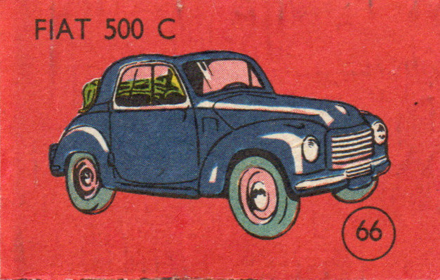 Tulitikkuetiketti n:o 66 FIAT 500 C