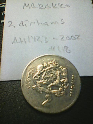 Marokko 2 dirhams AH1423-2002, km#118