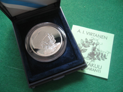 100 mk hopea juhlaraha A. I. Virtanen - 1995 PROOF rasia