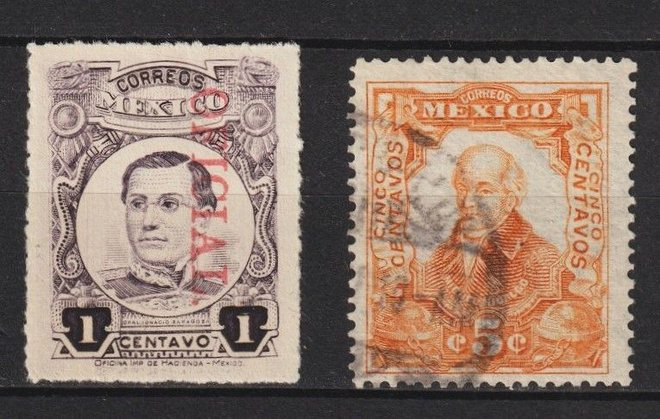 1910-17 Meksiko, pari vanhempaa merkkiä.