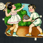 PZB 1333 - Tyttö ja poika pelaavat tennistä - pikkukuva 1