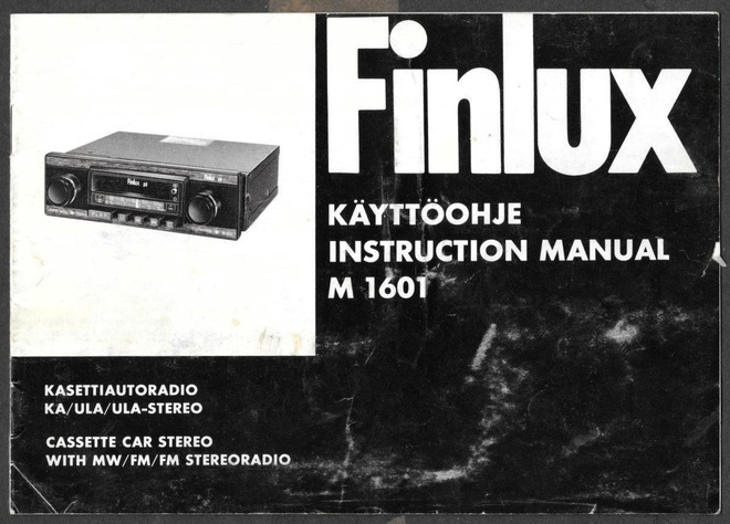 Finlux M 1601 kasettiautoradio käyttöohje