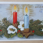 Kynttilät, kukkia, havuja, kultaa, p. 1952 - pikkukuva 1