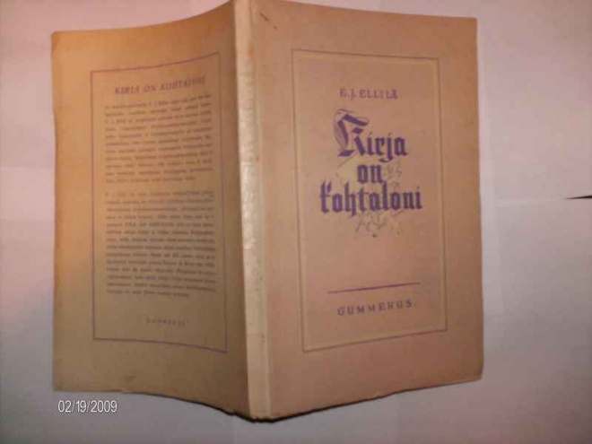 E.J. Ellilä: Kirja On Kohtaloni (1 p. 1948) Sis.pk:t
