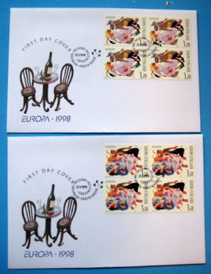 FDC-Eurooppa kuoret 3,20mk/ 3.40mk nelilöillä 22.3.1998 (86)