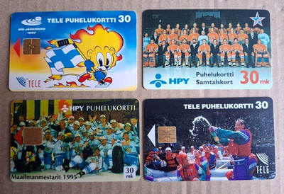 HIFK Maailmanmestarit 1995 - 4 puhelinkorttia keräilyyn