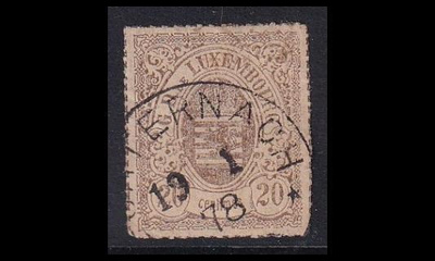 Luxemburg 19a o Vaakuna 20 C harmaanruskea (1865)