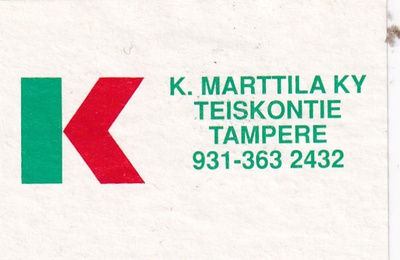 Tampere. K. Marttila Ky  ,                    s87