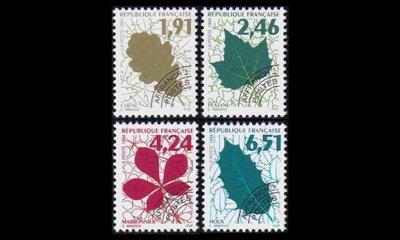 Ranska 3039-42 ** Puiden lehtiä ennakkomitätöintimerkit (