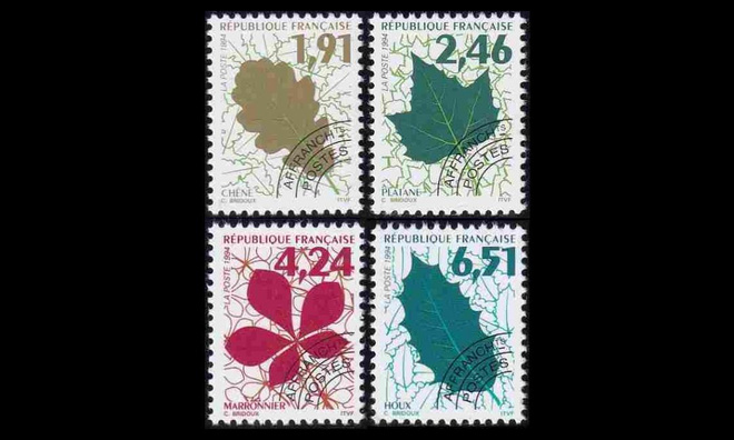 Ranska 3039-42 ** Puiden lehtiä ennakkomitätöintimerkit (