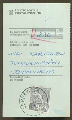 M63 1965 30p harmaa postiosoitus 1970