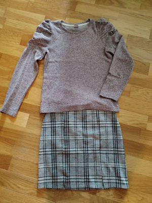 LINDEX tyttöjen hieno NEULEPAITA + HAME setti koko 134 / 140