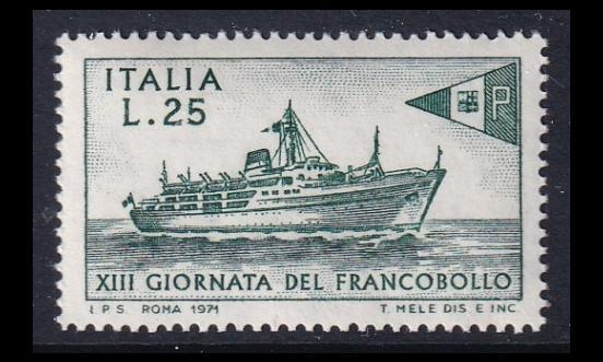 Italia 1353 ** Postimerkin päivä laiva (1971)