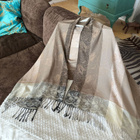 Vaaleanruskea kuviollinen pashmina kashmir hartiahuivi - pikkukuva 4