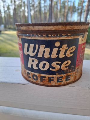 Vintage White Rose kahvipurkki
