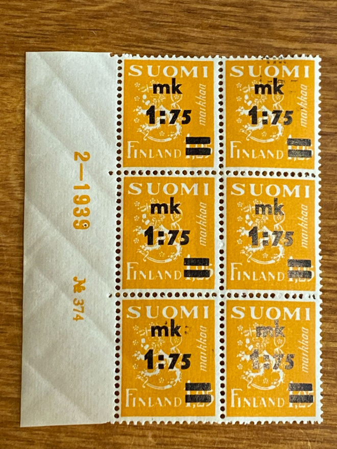 LEIJONA MALLI 1930 LISÄPAINAMA 1,75MK/1,25MK NUMEROKUUSILO**