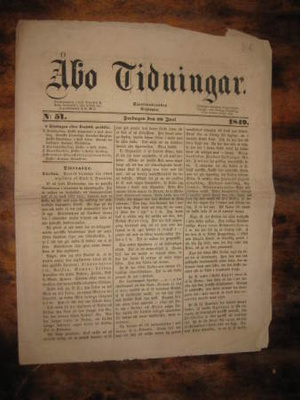 Sanomalehti : Åbo Tidningar 29.6.1849