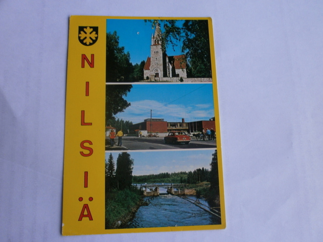 Nilsiä, kolmikuvainen kortti, p.1983 + vaakuna + erik.leima