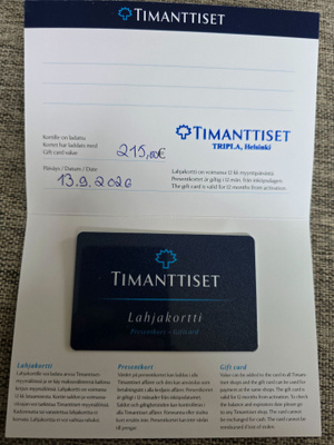 Timanttiset lahjakortti