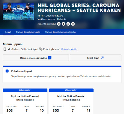 NHL Global Series: Carolina Hurricanes – Seattle Kraken 2kpl