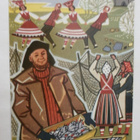 Viro, Saarenmaa, kalastajia, tanssia, linna,piirrospk, ei p. - pikkukuva 1