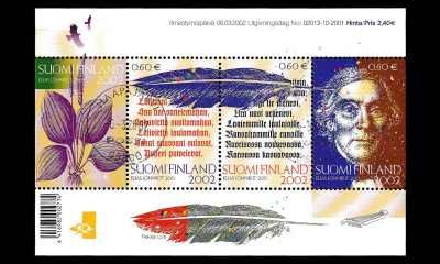 1604-7BL29 o Elias Lönnrot blokki Haapajärvi 6.3.02 (2002)