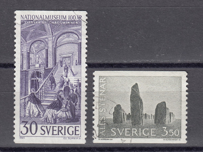 Ruotsi 1966 Fa 577, 579 Kansallismuseo 100v. ja Alen kivet