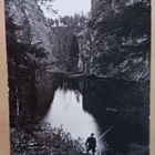 Kuusamo, Ristikallio, mies kalassa, mv vkpk, ei p. - pikkukuva 1