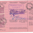 M54 1959 25 (mk) lila 3-rivilö postiennakkopaketin palautus - pikkukuva 1
