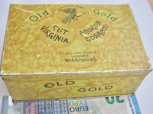 VANHA Piippu Tupakka Rasia Lorillard Old Gold Cut Virginia