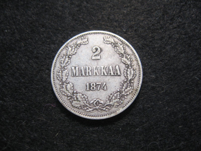 2 markkaa 1874 - hopeaa