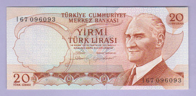 Turkki 20 Lirasi v.1983 UNC P-187b
