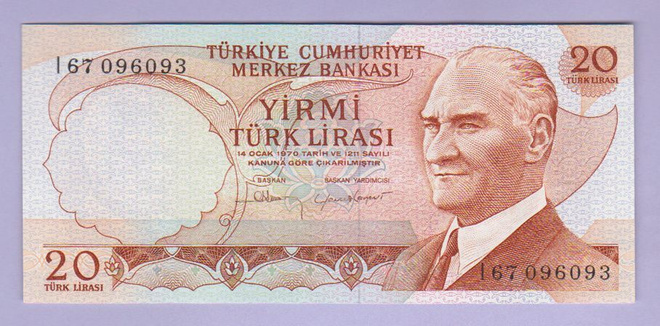 Turkki 20 Lirasi v.1983 UNC P-187b