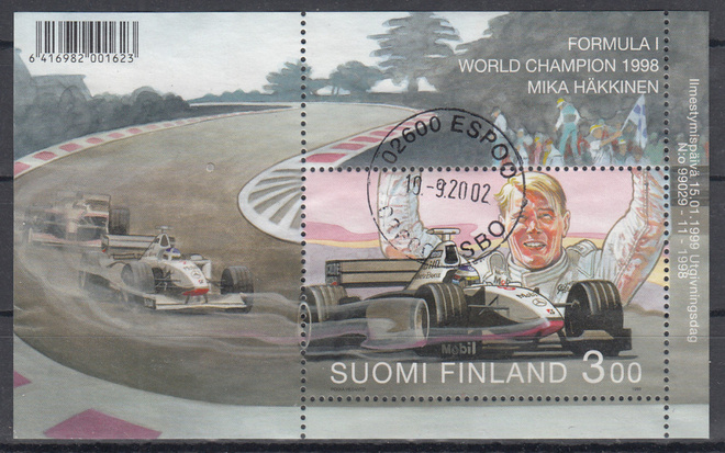 1999 Mika Häkkinen loistoleimattu blokki BL21