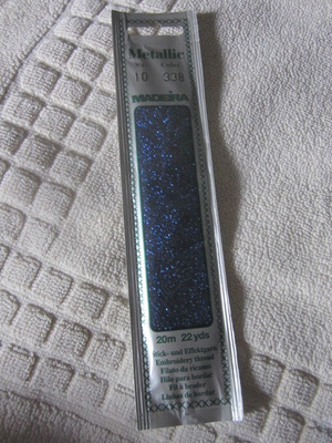 Sininen / Sähkönsininen Lanka Metallic 20 m kirjontaan