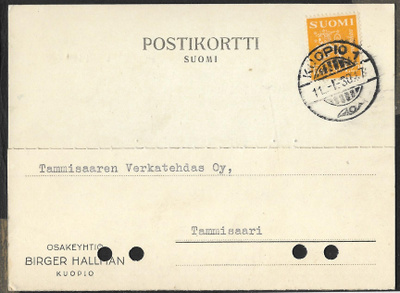 Postil. - Yl.m. 1,25mk (LAPE 177) Kuopio 1 11.1.1938