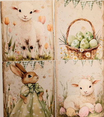 Kuviokartonki PÄÄSIÄINEN / 4 kpl -setti / 13 x 15 cm