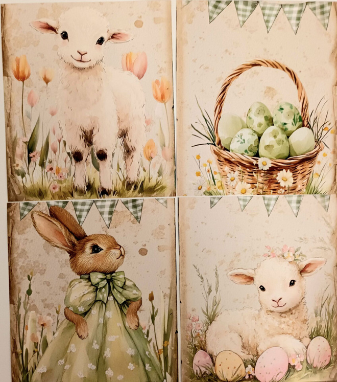 Kuviokartonki PÄÄSIÄINEN / 4 kpl -setti / 13 x 15 cm